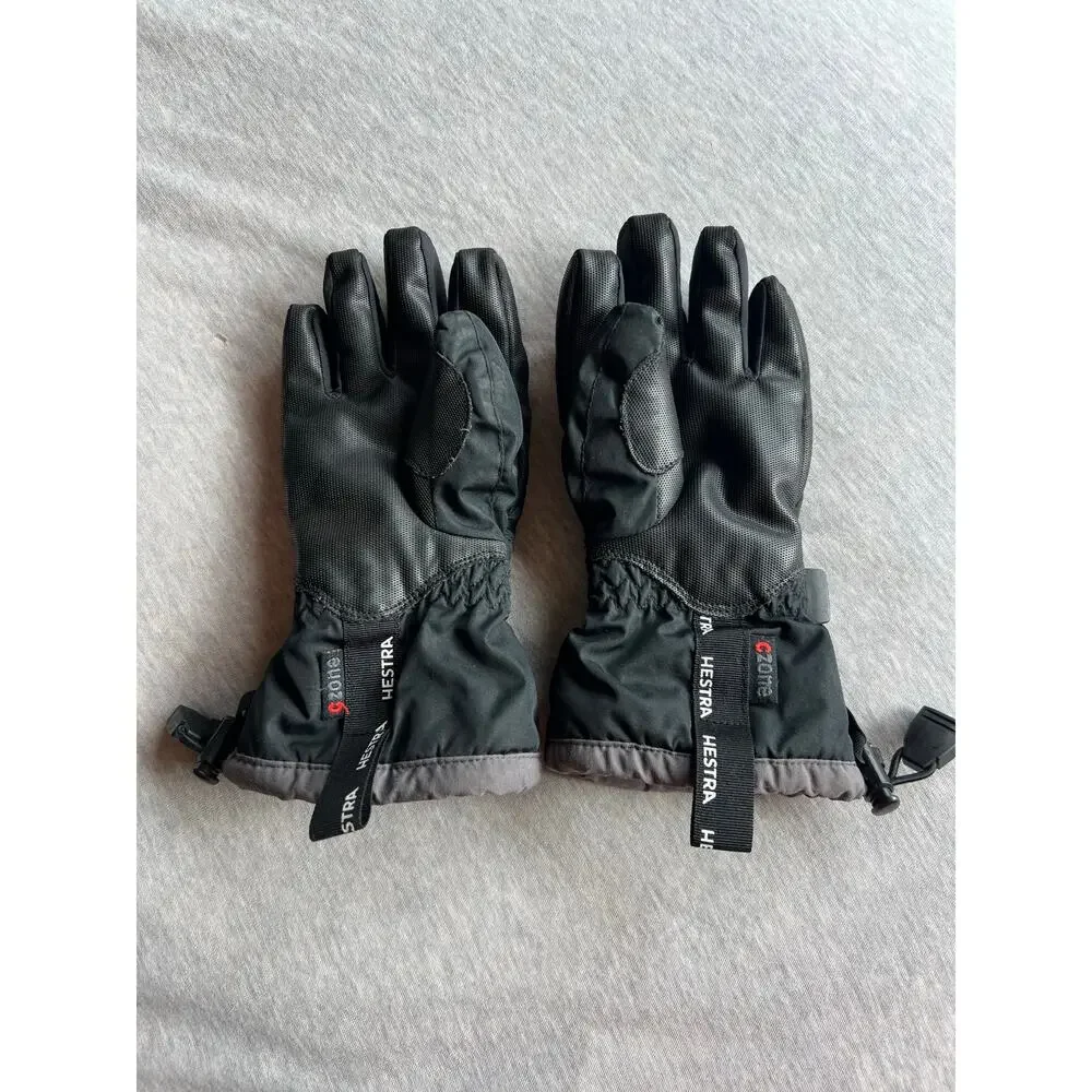 Hestra gauntlet youth czone gloves size 4 black ski snowboard winter snow 6-7yo